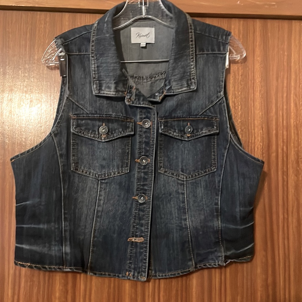 Worn once, at most, cute denim cropped vest by Kismet.